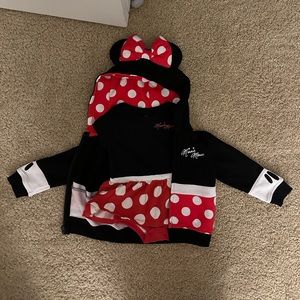 NWOT 18M Minnie Mouse onesie dress and hoodie set